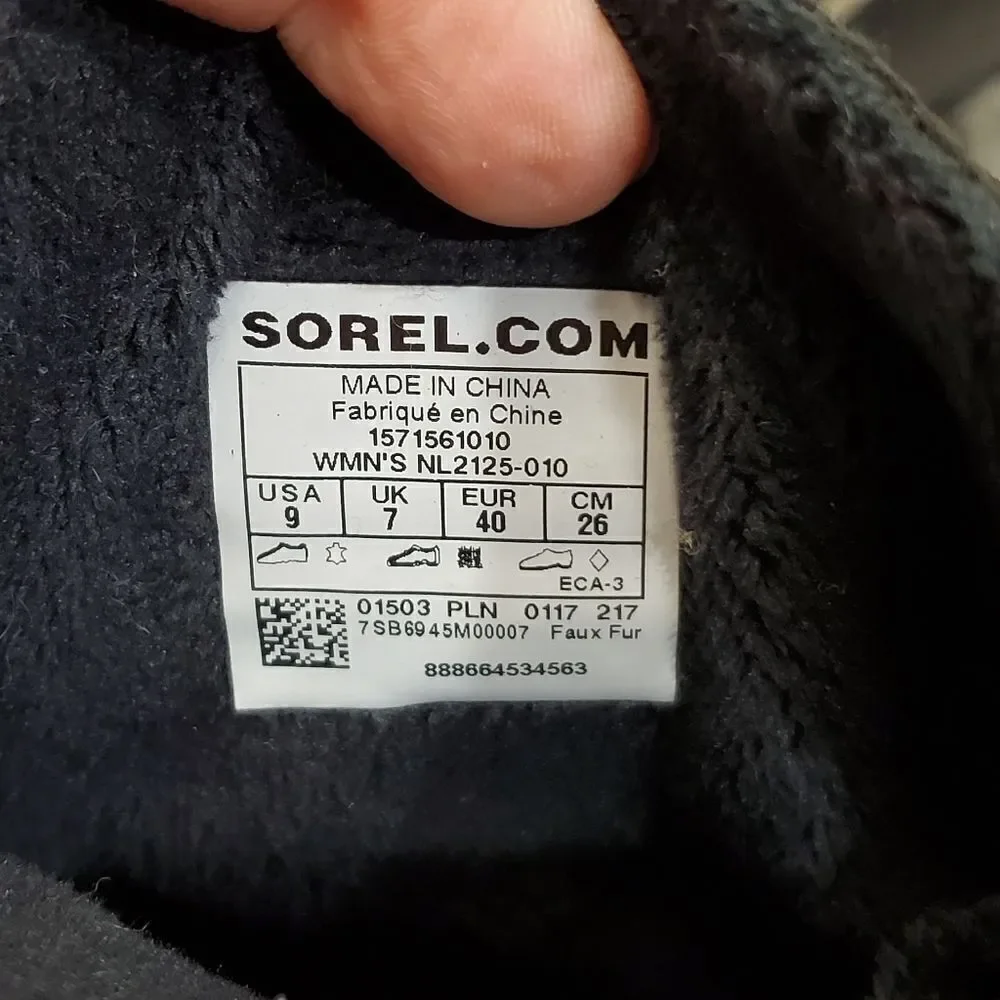 Sorel Fancy Lace II Black Oiled Suede Leather Winter Snow Duck Boots Woman's 9‎